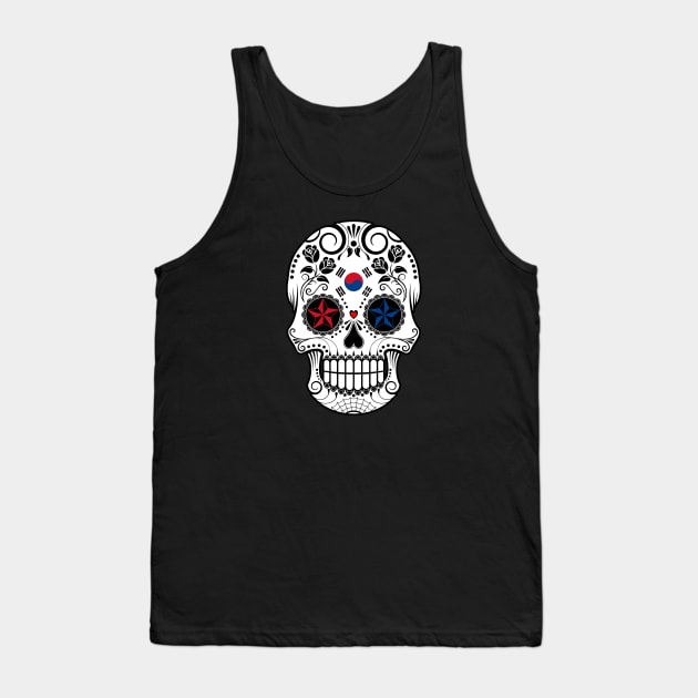 South Korean Flag Sugar Skull with Roses Tank Top by jeffbartels
